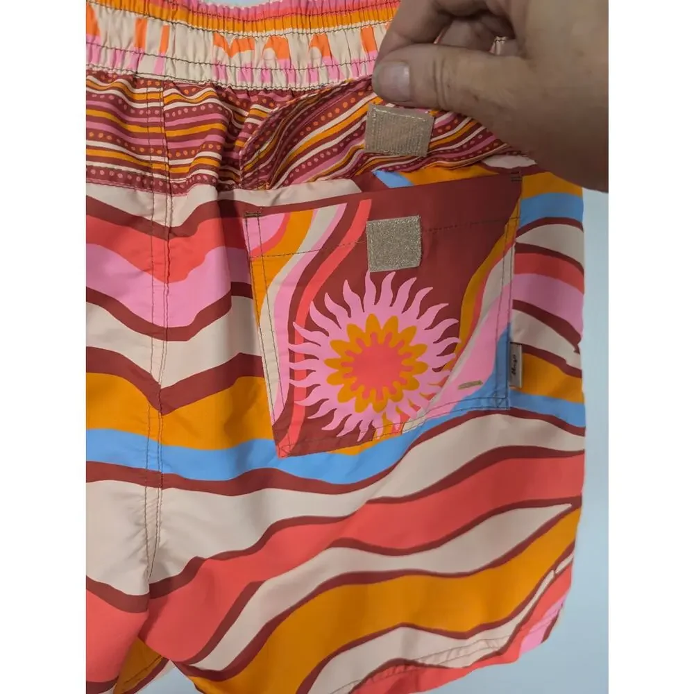 Maaji Sailor Sporty Shorts Swizzle Blossom Swim Trunks Pink Orange M NWT